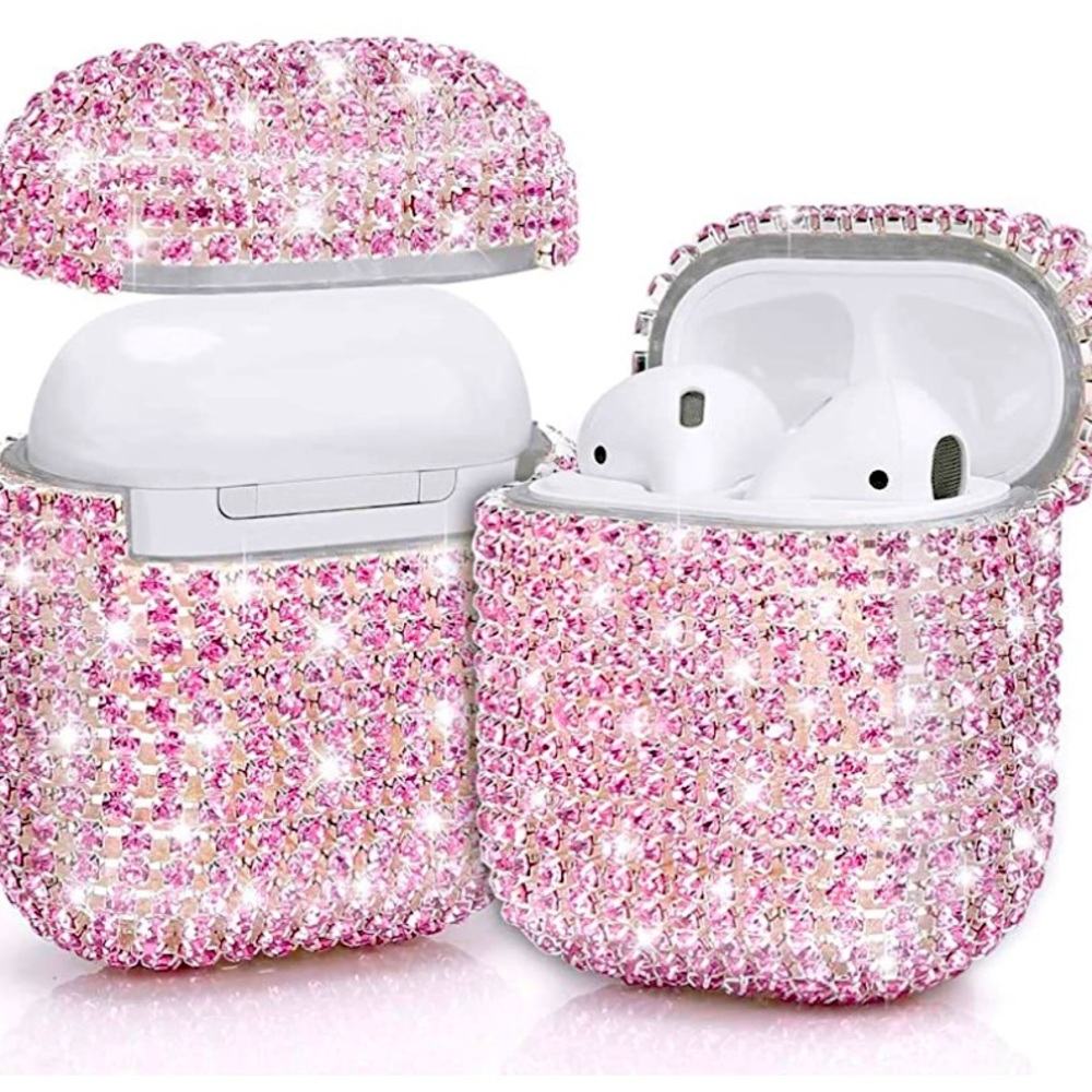 Pink Rhinestone Case / Cover / Keychain for AirPods (2nd & 1st Gen)